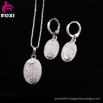 Ensembles de bijoux CZ à la forme ovale en forme d&#39;ovale en gros